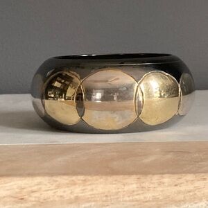 Vintage Mixed Metal Modernist Statement Bangle Bracelet